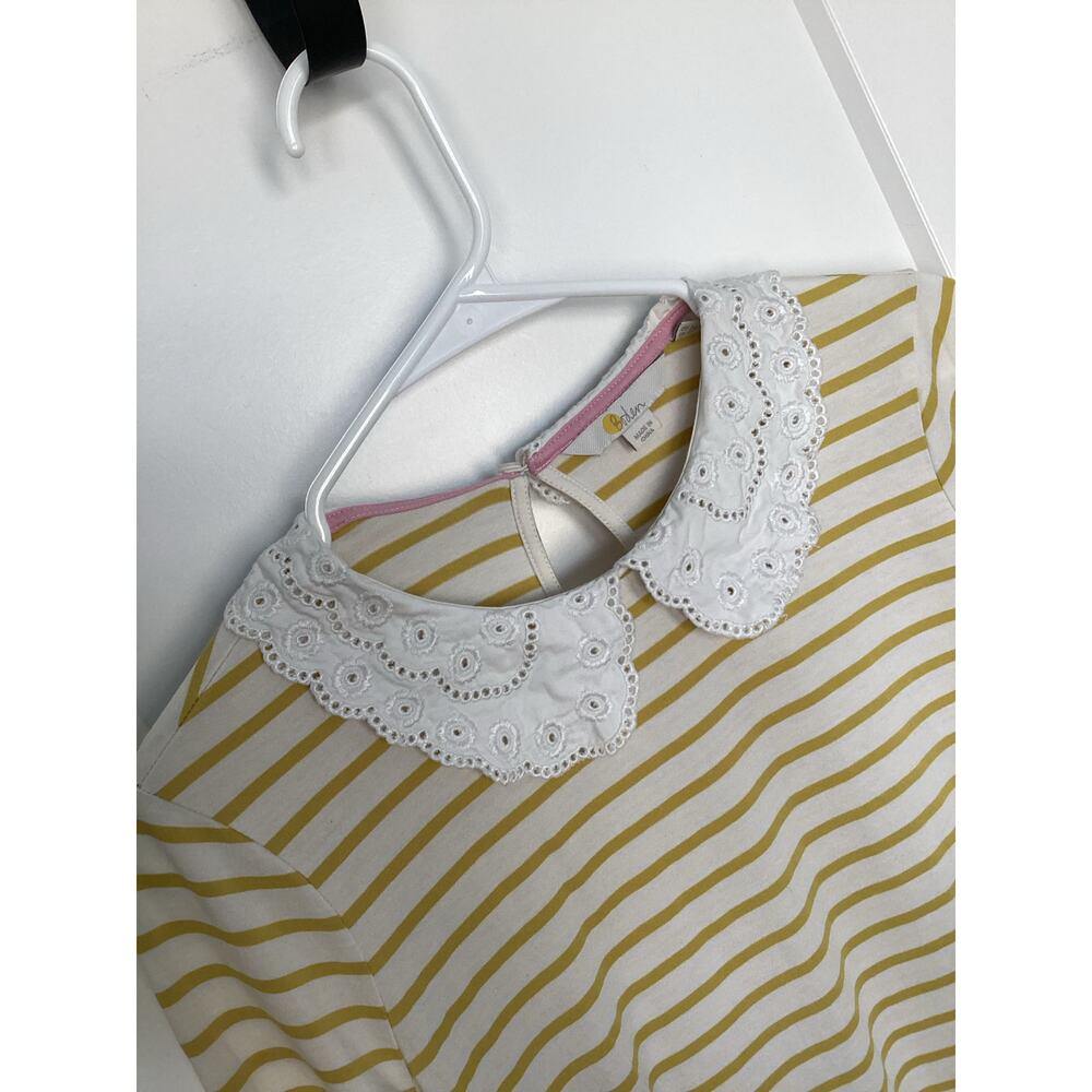 Boden top Kathleen Yellow white stripped eyelet Peter Pan collar‎ knit Top shirt - Picture 3 of 11